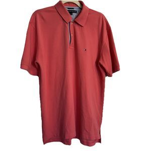Tommy Hilfiger Men's Large Coral / Salmon / Peach Iconic Polo 100% Cotton